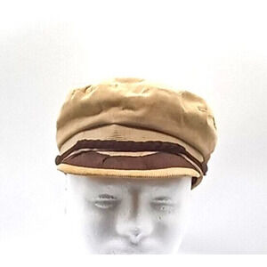 VTG Greek Fishermans Hat Tan Corduroy Size 7 Corded Bill Cotton Made in Greece